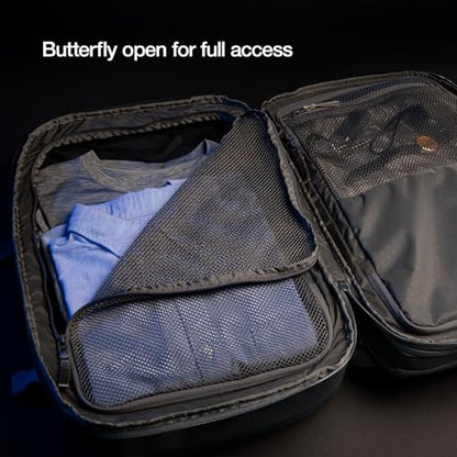 Incase A.R.C. Travel Backpack 38L – Expandable Carry On Luggage, Fits up to 17" Laptop – Butterfly Opening, Quick Access Pocket, Shoe Storage – Airplane Travel Essentials, Weekend Bag – Navy - color: Navy