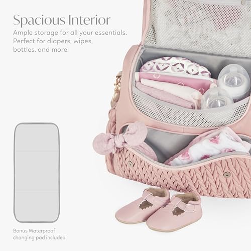 Hannah & Sophia Belle Convertible Baby Diaper Backpack & Bag in Pink Polyester with Classic Style - color: Pink