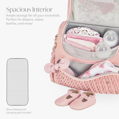 Hannah & Sophia Belle Convertible Baby Diaper Backpack & Bag in Pink Polyester with Classic Style - color: Pink