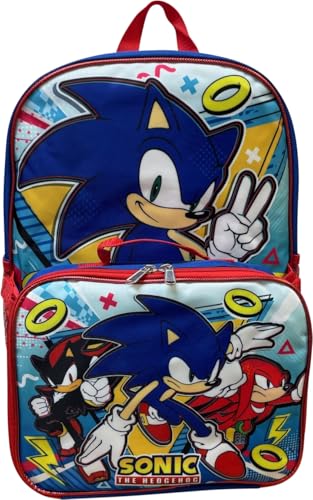 Ruz Sonic The Hedgehog 16 Inch Backpack With Detachable Matching Lunch Box (Sonic I) - style: Sonic I