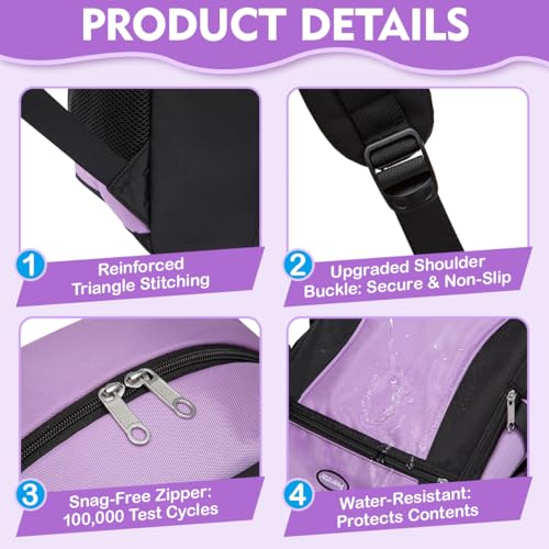 Backpack for Girls Teenage Bookbag Big Kids Elementary Grade Middle High School Student Teen Book Bag Mochilas Escolares Para Niños Kawaii Purple Knapsack Full Size 18 Inch Lightweight - color: Purple