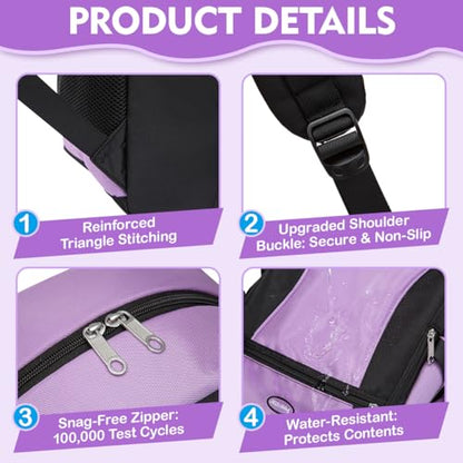 Backpack for Girls Teenage Bookbag Big Kids Elementary Grade Middle High School Student Teen Book Bag Mochilas Escolares Para Niños Kawaii Purple Knapsack Full Size 18 Inch Lightweight - color: Purple