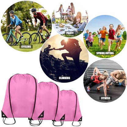 Grneric 100 Pieces Drawstring Backpack Bulk Cinch Sackpack Ployster Drawstring Bags for Gym Party Trip(Pink) - color: Pink