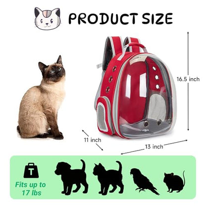 Cat Bubble Backpack Carrier for Small Medium Dogs Cats Carrying Bag, Airline Approved Pet Travel Carrying Bag Dog Hiking Walking Outdoor Backpack (Red) - color: Red