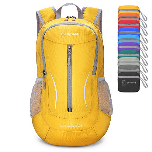 ZOMAKE Ultra Lightweight Packable Backpack 25L, Foldable Hiking Backpacks Water Resistant Small Folding Daypack for Travel(Yellow) - color: Yellow-b