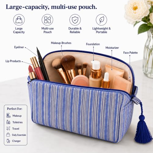 Huar Travel Makeup Bag- Large Capacity Cosmetic Bags for Women - color: Blue