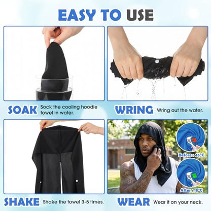 8 Pack Cooling Hooded Towels Set Cooling Towels for Neck and Face Microfiber Soft Breathable Sweat Rags Ice Scarf for Hot Weather Gym, Sports, Camping, Workout, Running, Outdoor Activities