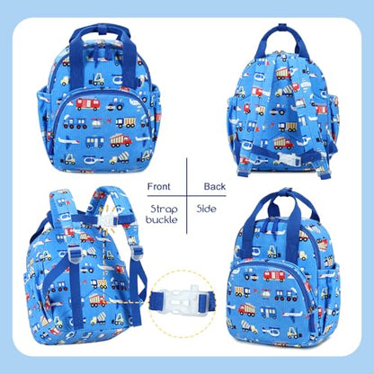 Bluboon Toddler Backpack for Girls Boys 2-4 Cute 12" Preschool Kindergarten Backpacks Kids Daycare Bags School Travel (Engineering vehicle - sky blue, Age 2-4 (12" H not Fit A4 Folder)) - color: Engineering Vehicle - Sky Blue, size: Age 2-4 (12" H not Fit