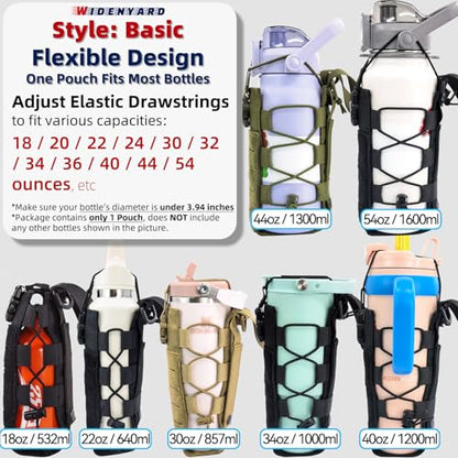 Molle Water Bottle Holder Pouch, 16-77 oz Adjustable Capacity Tactical Bottle Bag, Compatible with Backpack, Vest, Belt for Outdoor Activities - color: Green, style: Basic