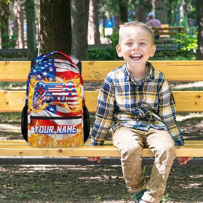 Gaming Backpack for Boys - Personalized 17 Inch Kids Toddlers Bookbag, Large Capacity Lightweight Gamer Schoolbag for Elementary School Travel - color: Red