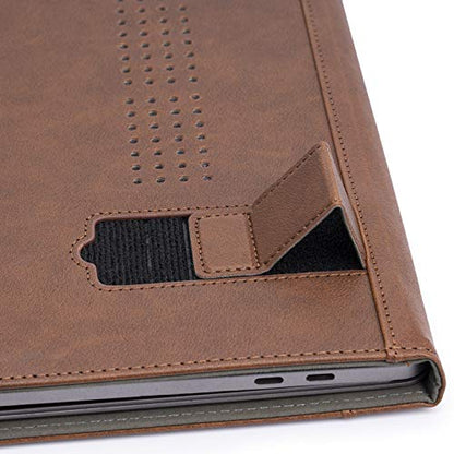TYTX Compatible with MacBook Pro Leather Case 15 Inch 2016-2019 Release (A1990 A1707) Laptop Sleeve Protective Folio Book Cover with Vents, Dark Brown - color: Dark Brown