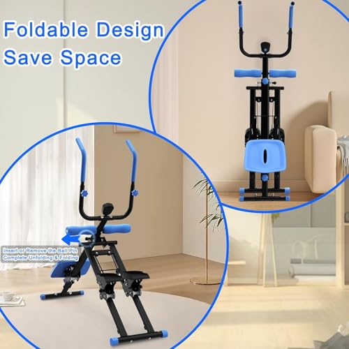 Stair Stepper and Ab Machine 2-in-1 Folding Vertical Climber Exercise Machine & Ab Workout Equipment Quickly Switch, Home Gym Equipment for Full Body Cardio Workout, 300LBS Capacity - color: Blue
