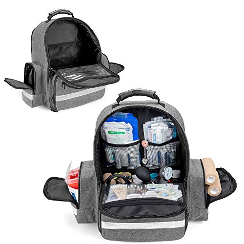 Trunab First Responder Bag Trauma Backpack Empty, Medical Emergency Kits Storage Jump Bag Pack for EMT, EMS, Police, Firefighters, Safety Officers - Patented Design Grey | Medical Emergency Kits Storage, Jump Bag Pack, For EMT, EMS, Police, Firefighters,