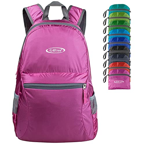 G4Free 20L Lightweight Packable Backpack Travel Hiking Daypack Foldable Backpack for Men Women - color: A-pink
