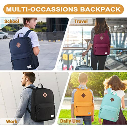 RAVUO School Backpack, Lightweight Classic Bookbag Casual Daypack for Men Women - color: Yellow