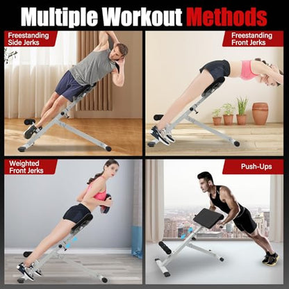 Roman Chair Back Extension Weight Bench Ab Machine Foldable Angle Height Adjustable Sit up Exercise Multi-Functional Workout Home Gym Exercise Equipment Inversion Table for Fitness - color: White