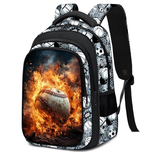 School Backpack for Boys - Baseball Boys Backpack for Kids Children Teens Elementary Middle School - 17″ Sport Bookbag Travel Back Pack for Age 6-18 - color: Baseball Backpack02
