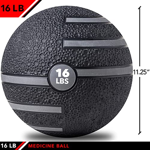 JFIT Dual Texture Medicine Ball – Weighted Exercise Ball for Strength, Core & Functional Fitness Training - style: 16lb
