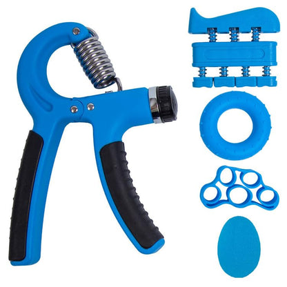 Adjustable Grip Trainer Set Hand Trainer Grip Ring Finger Trainer Combination Fitness Equipment - color: Blue