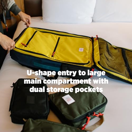 Topo Designs Global Travel Bag – 30L or 40L - Carry-On Compliant Most Airlines, Durable Travel Duffel Bag, Clam Shell Main Pocket, Laptop Sleeve, Backpack, Sling, Luggage (40L / Navy) - color: Navy, size: 40L