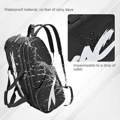 TILDOSAC Pickleball Bag - Large Paddle Bag for 4 Paddles & Accessories - Fence Hook, Extra Pockets, Shoe Compartment - color: Deep Black