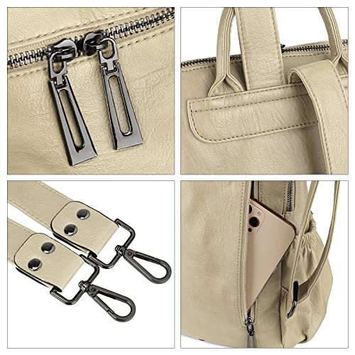 Uromee Travel Backpack Purse for Women Vegan Leather Ladies Fashion Tassel Shoulder Bag Convertible - color: 0243 White