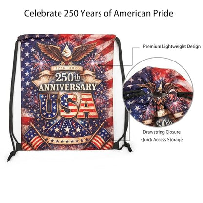 250 Aniversary American Flags Drawstring Backpack, Lightweight Cinch String Sports Sackpack for Men & Women,pack of 2 - color: 250th Anniversary-01