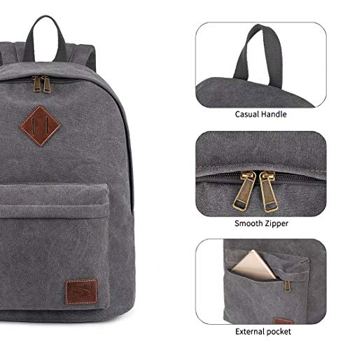 Canvas Laptop Backpack, Durable Rucksack, Travel Bag Fits 15.6 Inch Notebook for Men Women Factory Directly（Gray） - color: Gray