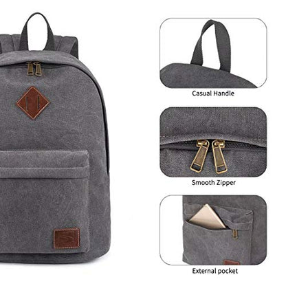 Canvas Laptop Backpack, Durable Rucksack, Travel Bag Fits 15.6 Inch Notebook for Men Women Factory Directly（Gray） - color: Gray