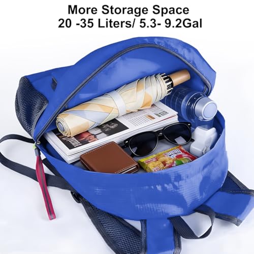 DLAND Pack of 2 Lightweight Foldable Backpack, Water Resistant Travel Hiking Packable Backpack 20 Liters (Navy Blue + Royal Blue) for Camping, Outdoor, Travel Cycling - color: Navy Blue + Royal Blue