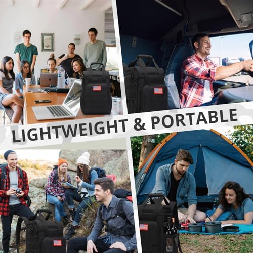 Tactical Backpack Cooler,Lunch Backpack for Men Adults Work with Handle，Soft Cooler Backpack Insulated Waterproof Leak Proof - color: Black