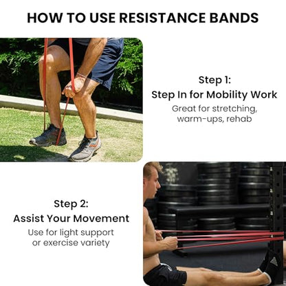 Rubberbanditz Pull Up Assist Resistance Bands Heavy Duty Loop Exercise Workout Bands for Powerlifting, Mobility, and Stretching - color: Red