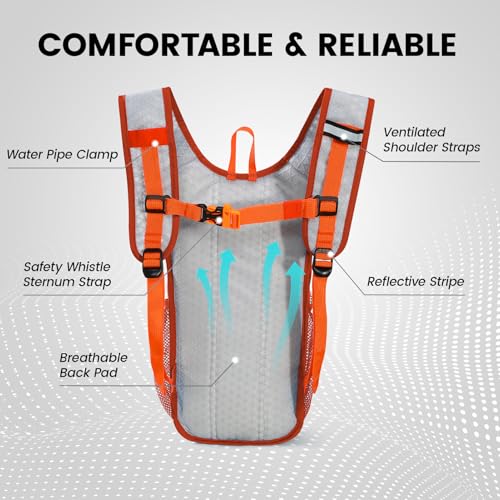 Nepest Kids Hydration Backpack, Mini Water Backpack with 1.5L Water Bladder for Hiking Cycling Running - color: Orange