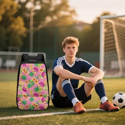 18.5in Basketball Backpack Basketball Bag with Shoe Compartment & Ball Holder, Waterproof Bag for Soccer Volleyball - color: Summer Pineapple Floral Print