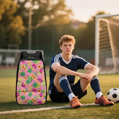 18.5in Basketball Backpack Basketball Bag with Shoe Compartment & Ball Holder, Waterproof Bag for Soccer Volleyball - color: Summer Pineapple Floral Print