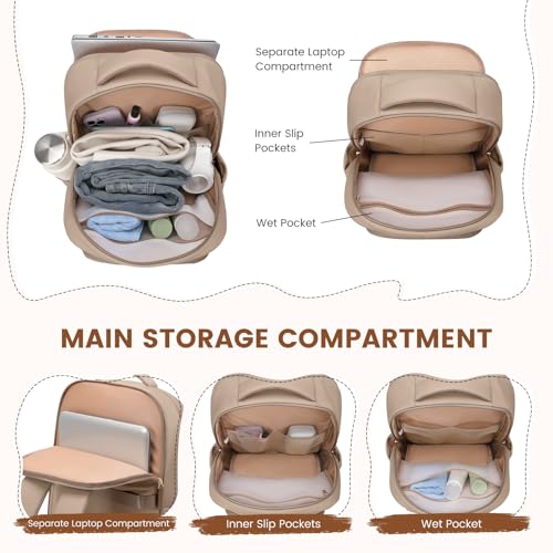 GOLF SUPAGS Lunch Backpack 16 Inch Laptop Backpack with Insulated Cooler Lunch Box Food Bag for College Work Camping Picnics (Champagne) - color: Champagne