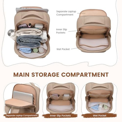 GOLF SUPAGS Lunch Backpack 16 Inch Laptop Backpack with Insulated Cooler Lunch Box Food Bag for College Work Camping Picnics (Champagne) - color: Champagne