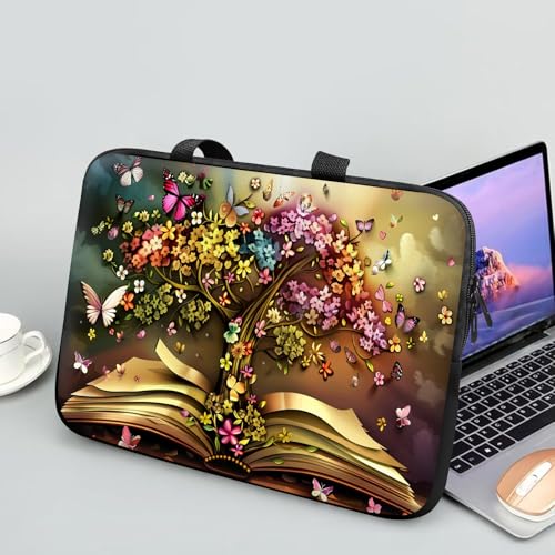 14 15 15.4 15.6 inch Laptop Handle Bag Computer Bag, Pouch Holder Notebook Sleeve Cover Soft Case Compatible for Dell,Lenovo,Toshiba HP, Asus Notebook-Books Grow Trees and Butterflies - color: Books Grow Trees and Butterflies