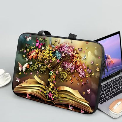 14 15 15.4 15.6 inch Laptop Handle Bag Computer Bag, Pouch Holder Notebook Sleeve Cover Soft Case Compatible for Dell,Lenovo,Toshiba HP, Asus Notebook-Books Grow Trees and Butterflies - color: Books Grow Trees and Butterflies