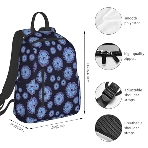 Laptop Backpack Tie Dye Blue Purple, Cushioned Back Panel, Front Zip, for Daily Commute & Outdoors - color: Picture (829)