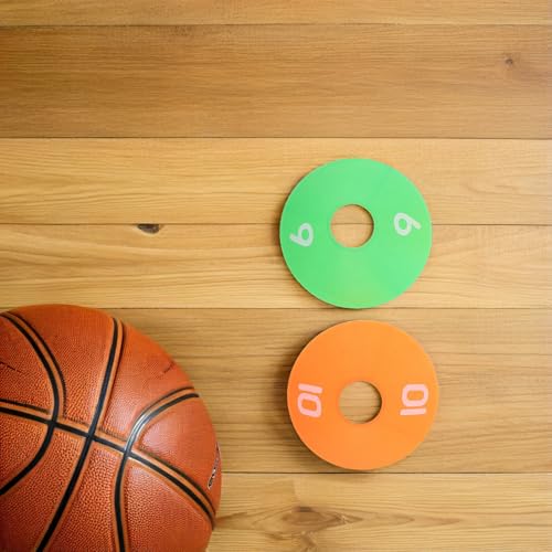 10pcs Numbered Flat Disc Markers for Football Soccer Agility Training, Sports Floor Spots Cones Set for Basketball Practice and Field Drills