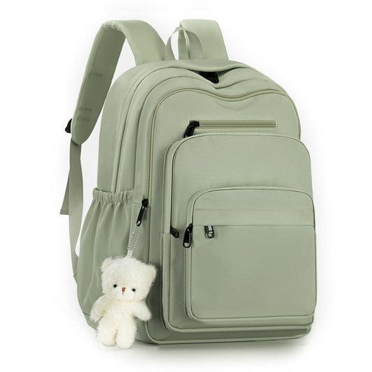 JARKJARD Cute School Backpack for Kids Teen Girls Aesthetic Lightweight Large Capacity Bookbag College Students School Bag Casual Travel Solid Color Daypack（Green） - color: Green