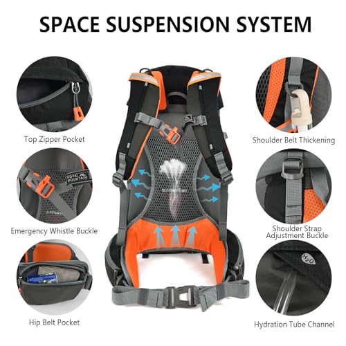 35L Hiking Backpack for Women men,Waterproof Camping Outdoor Backpacking Backpack for Travel lightweight Hiking Trekking Daypack - color: Black