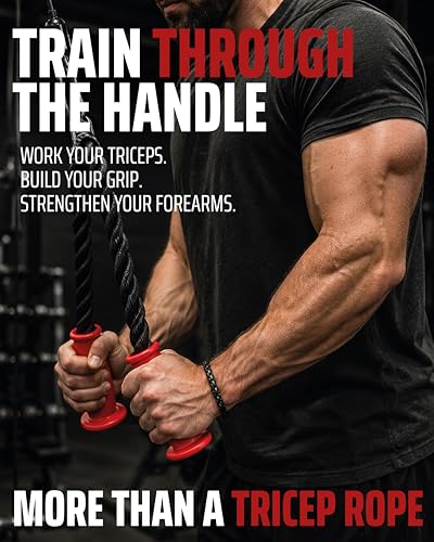 THEFITGUY Ergonomic Tricep Rope | 30” Non-Slip Cable Attachment | Wrist Pressure Relief | Grip Strength & Forearm Activation | Home & Commercial Gym Accessory | for Cable Machine & Smart Gym