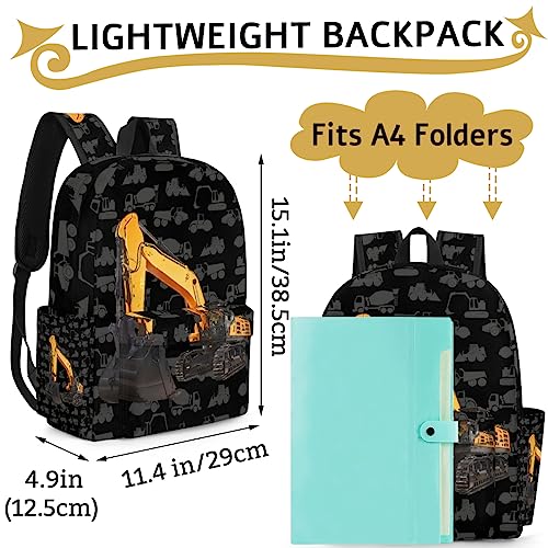Excavator Truck Kids Backpack for Boys Girls Cool Car Preschool Toddler Backpack Kindergarten Nursery Bookbag Travel Children Lightweight School Bag - color: Excavator