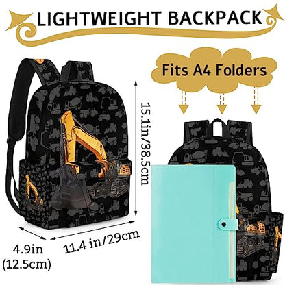 Excavator Truck Kids Backpack for Boys Girls Cool Car Preschool Toddler Backpack Kindergarten Nursery Bookbag Travel Children Lightweight School Bag - color: Excavator