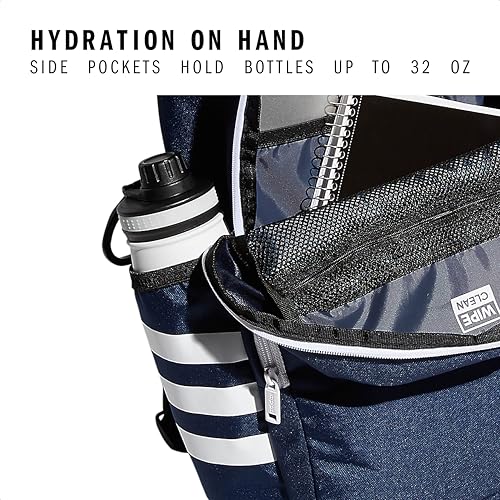 3-Stripe Classic backpack for men and women, bag with laptop sleeve - color: Collegiate Navy/Jersey Onix Grey/White/4.0