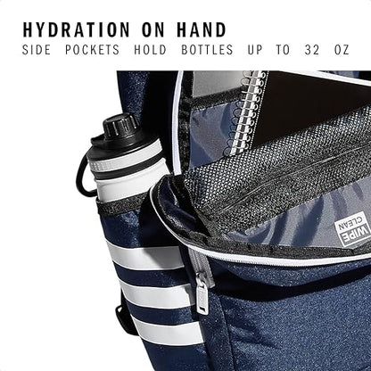 3-Stripe Classic backpack for men and women, bag with laptop sleeve - color: Collegiate Navy/Jersey Onix Grey/White/4.0