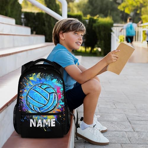 Boys School Backpack Personalized Kids Volleyball Backpacks Bookbag Back to School Supplies, 17 Inches Custom Name Cool Sport Back Pack for Travel Camping Casual (Black) - color: Color 6-1