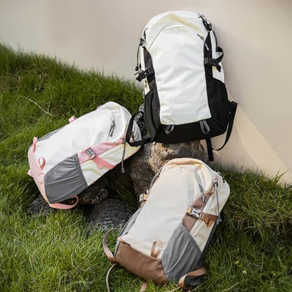 Small Hiking Backpack with Chest Strap for Women, 20L Lightweight Waterproof Travel Backpack with Padded Straps, Durable Cute Casual Hiking Daypack for Traveling Camping, Pink - color: White+pink